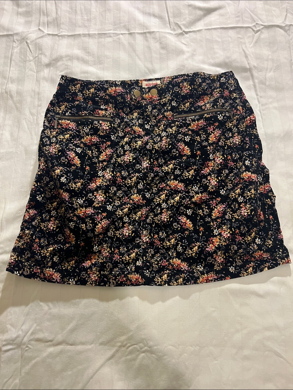 Floral Corduroy Mini Skirt